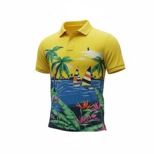 Polo Ralph Lauren Classic Fit Tropical Polo ‘67 Shirt Yellow Men’s Large